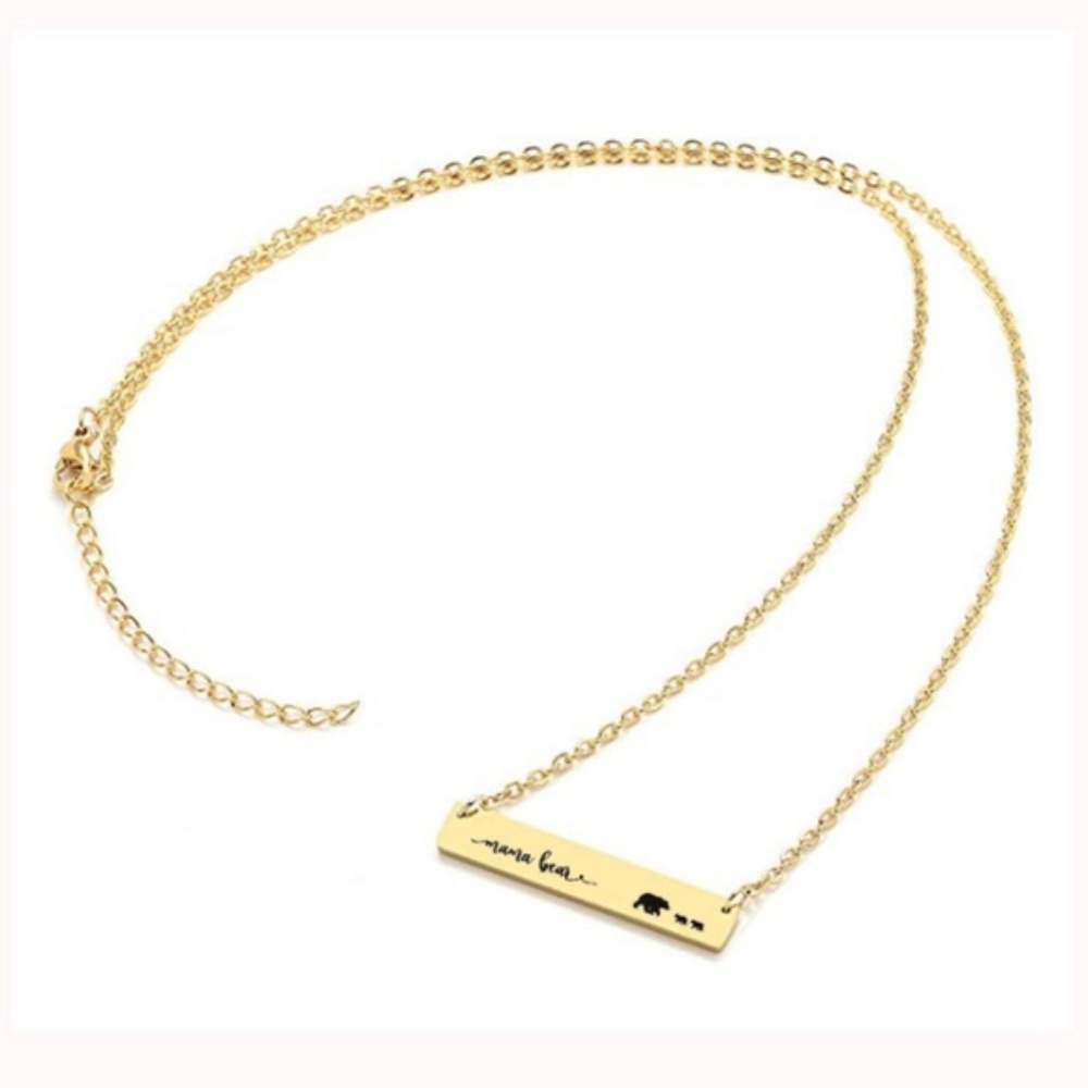 NWT! Rose Gold Silver or Gold Mama Bear Bar Chain Necklaces - Picture 4 of 6